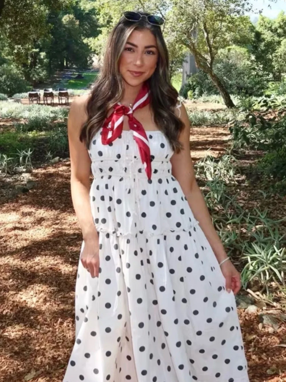 En Saison Cream Polka-Dot Tie-Strap Midi Dress - Picture 3 of 6
